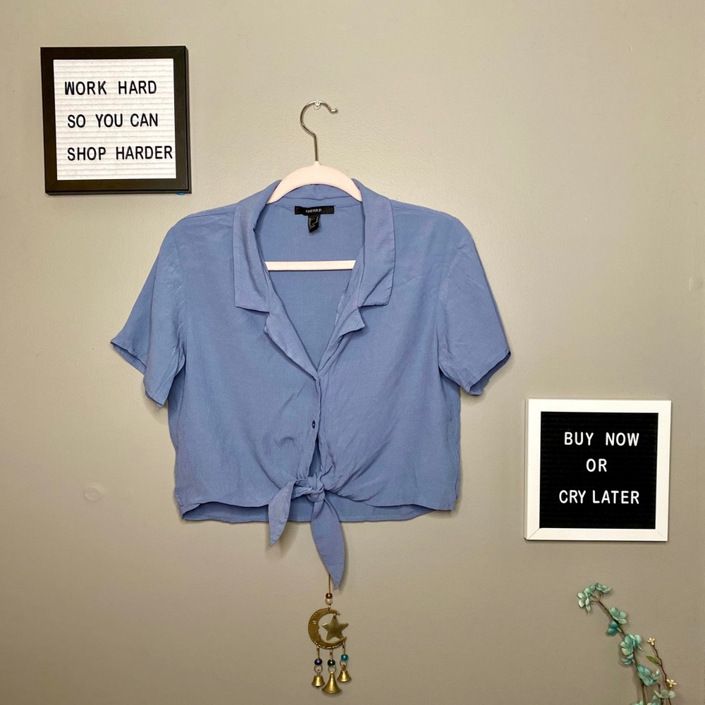 Forever 21 Baby Blue Crop Top - Size M